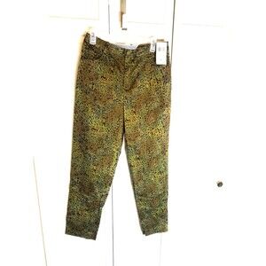 NWT Dana Buchman DOWN TIME PALM MULTI Leopard Print Pants Size 10 Green Brown